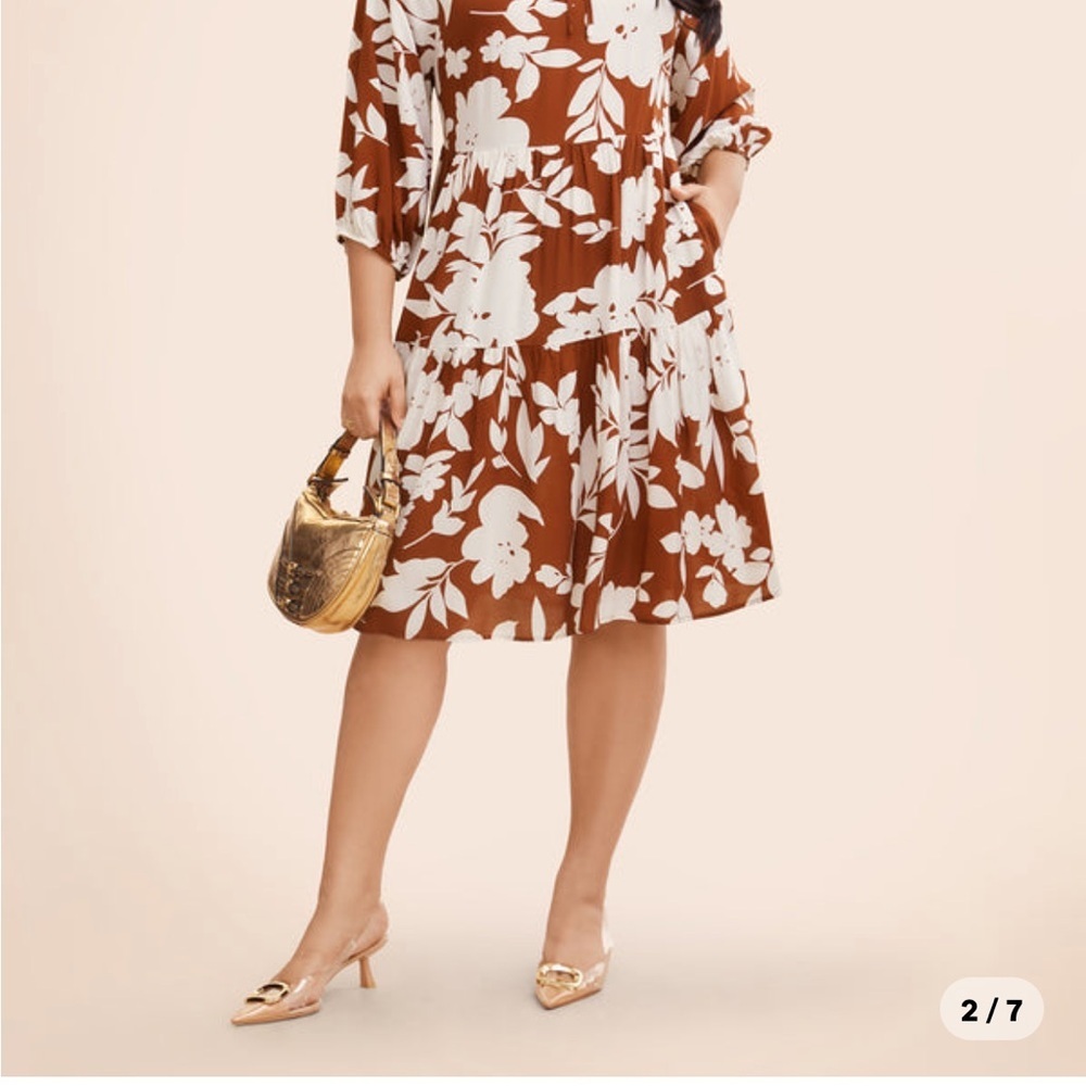 COPY - BloomChic Burnt Orange/White Dress w/pockets 18-20 NWT - Picture 2 of 13